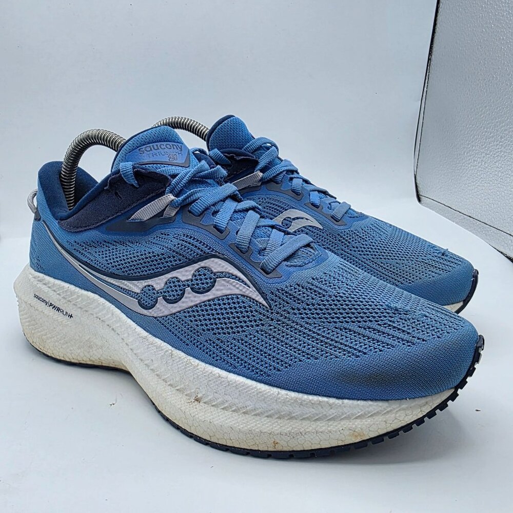 Saucony Triumph 21 Womens Size 8 Wide Blue Athletic Shoes Running Walking Casual